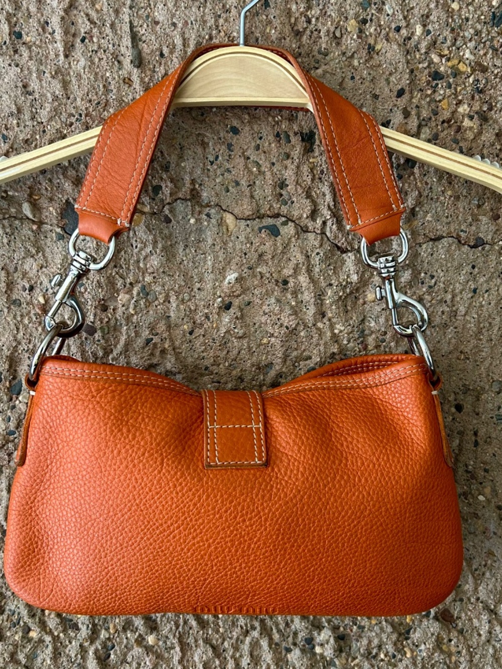 Miu Miu Vintage Pebbled Leather Shoulder Bag | Cognac Orange | Made in Italy - Picture 5 of 14